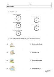 English Worksheet: time, routine