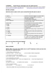 English Worksheet: Environment Severn Suzuki 