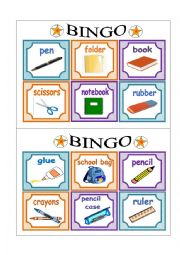 PART 2 School Bingo Cards