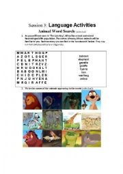 lion king wordsearch and animal matching