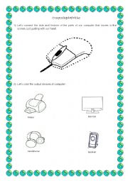 English Worksheet: Output devices of computer and Connect the dots