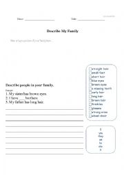English Worksheet: All About Me - My Family