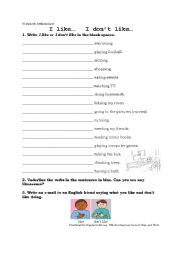 English Worksheet: I like dont like