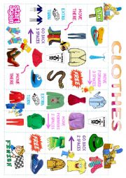 English Worksheet: Clothes Board Game