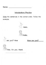English Worksheet: Introduction Conversation Worksheet 