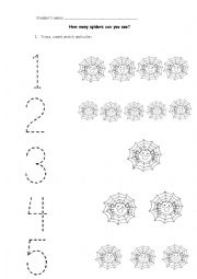 English Worksheet: How many spiders can you see?