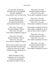 English Worksheet: Lean On song lyrics and activities