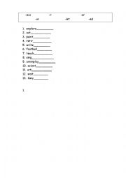 English Worksheet: Jobs. Find the right suffix