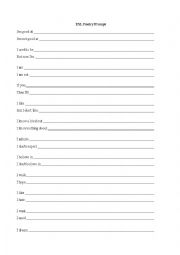 English Worksheet: ESL Poetry Prompt