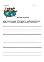 English Worksheet: Culture Journal Entry