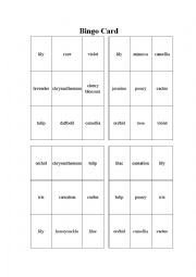 English Worksheet: Bingo Card 