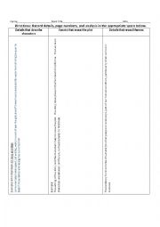 English Worksheet: Literary Analysis notes