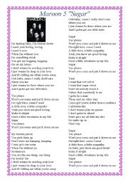 English Worksheet: maroon 5 - sugar gap fill