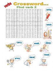English Worksheet: verb puzzle