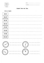 English Worksheet: English Test- The Time