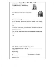 English Worksheet: Famous Personalities of the world