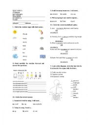 English Worksheet: Test for first grade secondary 