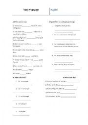 English Worksheet: Test for V grade