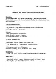 English Worksheet: Playing a film sequence