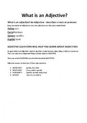 English Worksheet: What are Adjectives?