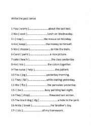 English Worksheet: pas tense