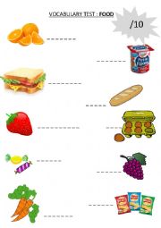 Test vocabulary food