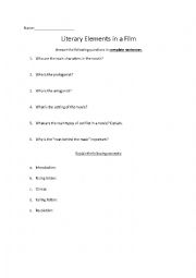 English Worksheet: Elements in stories