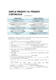 English Worksheet: Simple Present vs. Present Continuous