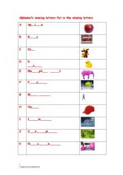 English Worksheet: Alphabet Missing letters