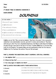 prepositions, reading about dolphins