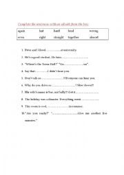 English Worksheet: Adverbs that dont finish with ly