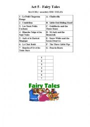 English Worksheet: fairy tales