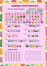 2 Pages  EASTER CRYPTOGRAM  and CROSSWORDS
