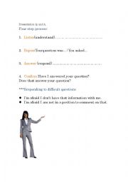 English Worksheet: Handling Q and A for Presentation
