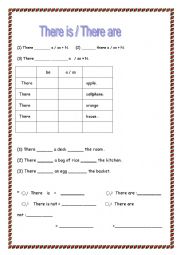 English Worksheet: There  is   &  There  are  