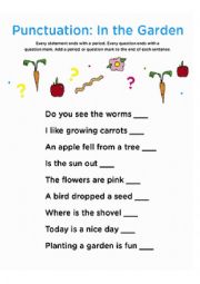 English Worksheet: Punctuation In the Garden