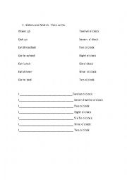 English Worksheet: routines and time