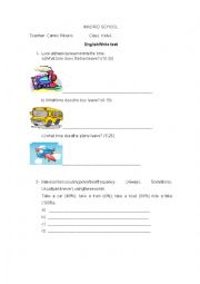 English Worksheet: Small test with times, adverbs of frequency