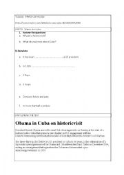 English Worksheet: CUBA : OBAMAS VISIT