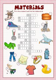 English Worksheet: Materials Crossword Puzzle
