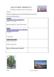 English Worksheet: Canary Wharf: reading activity on the web