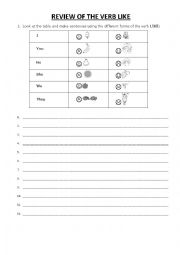 English Worksheet: Review of the verb LIKE