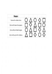 English Worksheet: Shapes: Circle, Square and Triangle.