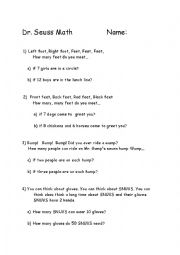 English Worksheet: Dr. Seuss Math