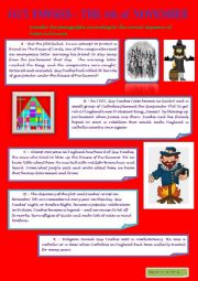 English Worksheet: GUY FAWKES - BRIEF JUMBLED STORY (FROM BRITISH STORY MAKERS)