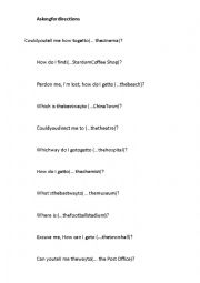 English Worksheet: asking directions