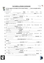 English Worksheet: PAST SIMPLE vs PRESENT CONTINUOUS