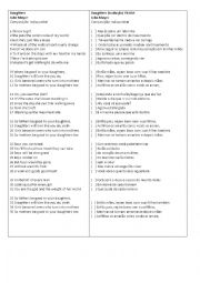 English Worksheet: Daughters - John Mayer