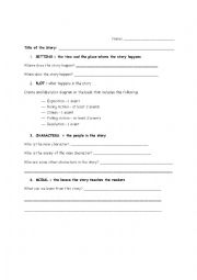 English Worksheet: Story Analysis - Using Literary Terms