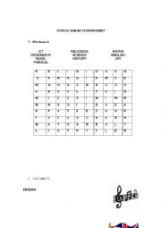 English Worksheet: SCHOOL SUBJECTS REVIEW